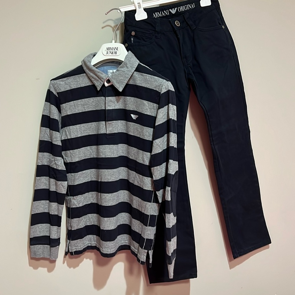 Armani Junior Set of 2 Long Sleeve Polo Shirt and Pant